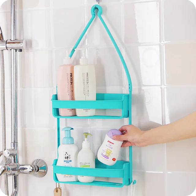 Multi Use Double Layer Bathroom Shelf Shampoo Bottle Holder Cosmetic