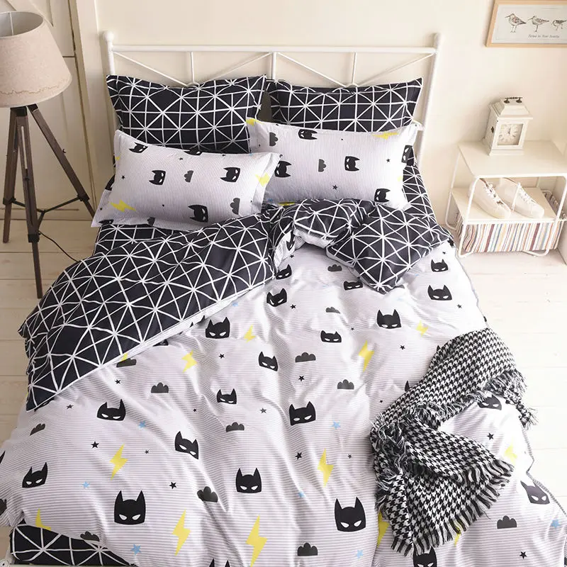 Cheap  Black Batman Mask Bedding Set Cartoon Quality Duvet Cover Bed Set Beddings Single Full Queen King S