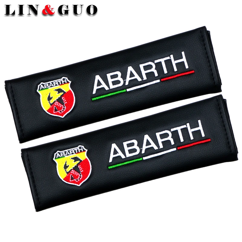 2pcs Car Faux Leather Pad seat belt cover embroidery pattern belt