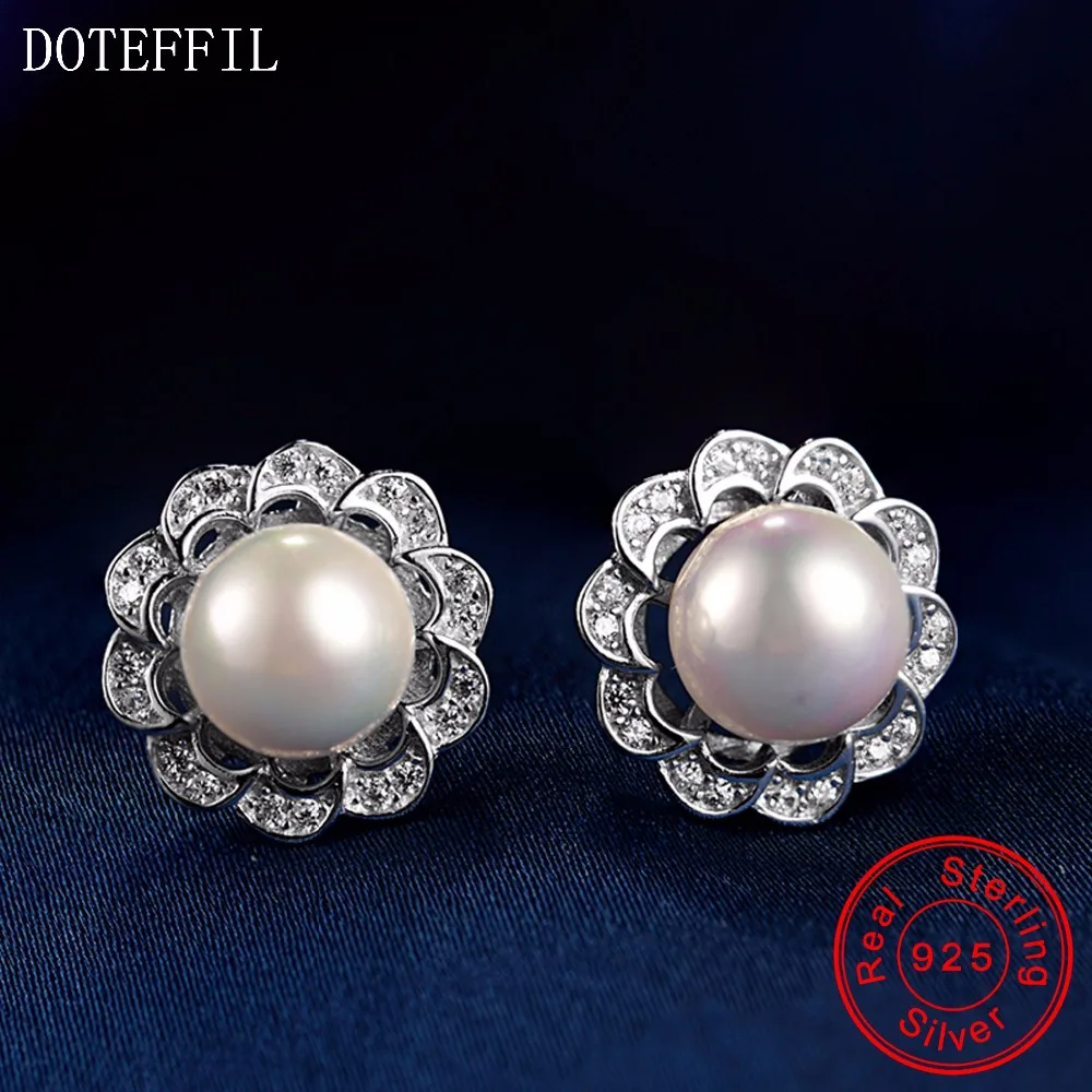 Женские очаровательные жемчужные серьги из стерлингового серебра, 925 серебряные модные циркониевые круглые серьги-гвоздики, роскошные женские ювелирные изделия