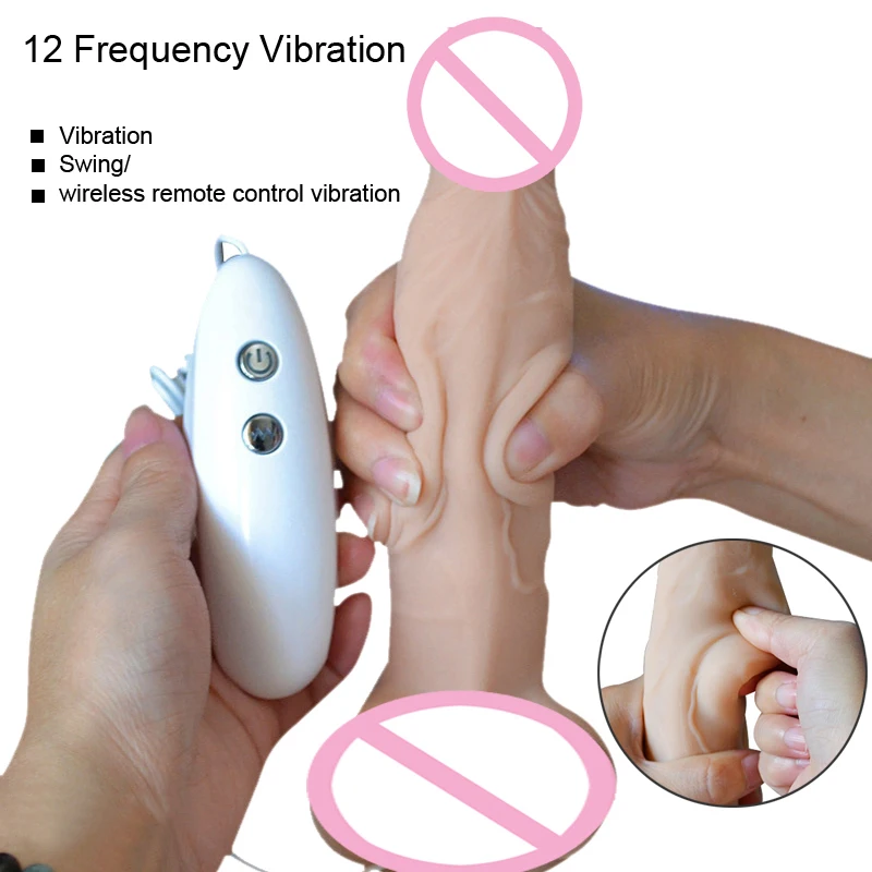 Koop Draadloze afstandsbediening Trillingen Realistische Dildo swing Penis Sterke Dubbele motoren Volwassen Sex Producten Speeltjes voor Vrouw