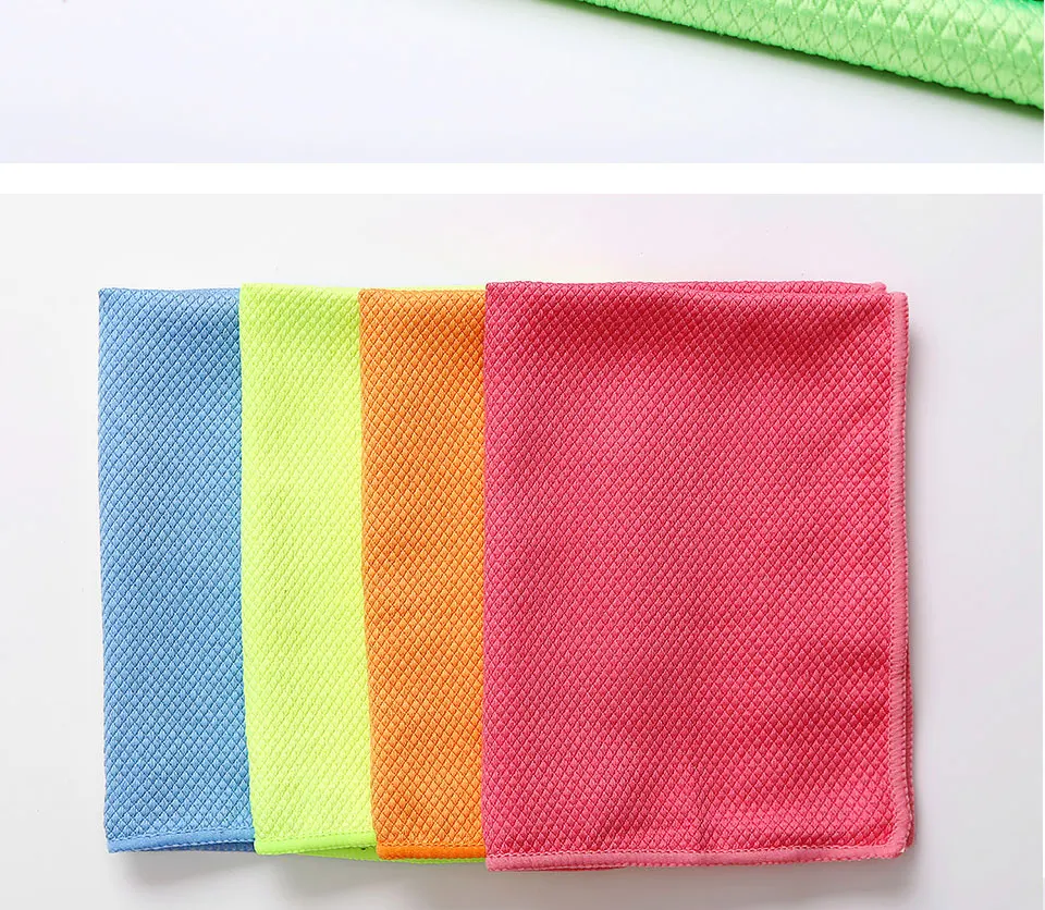 40CM Fish Scale Microfiber Polishing Cleaning Cloth with Poly Scour Mesh Scrubbing Side Reusable Microfiber Glass Cleaning Cloth 30 10PCS Fish Scale Design Kitchen Mirror Rags