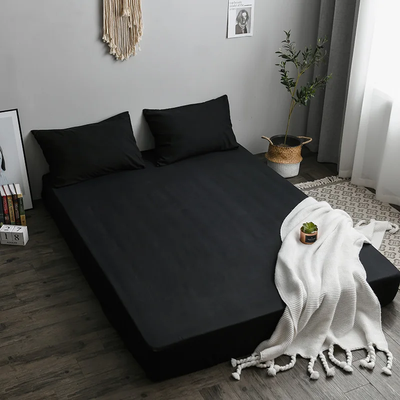  Super soft solid Fitted Sheet Mattress Cover with All-around Elastic Rubber Band Bed Sheet Hot Sell