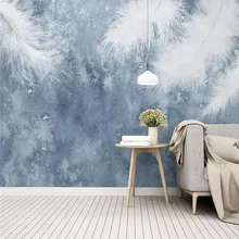 Hand-painted simple feather background wall professional production mural factory wholesale wallpaper mural poster photo wall romantic mediterranean style background wall professional production mural wholesale wallpaper mural poster photo wall