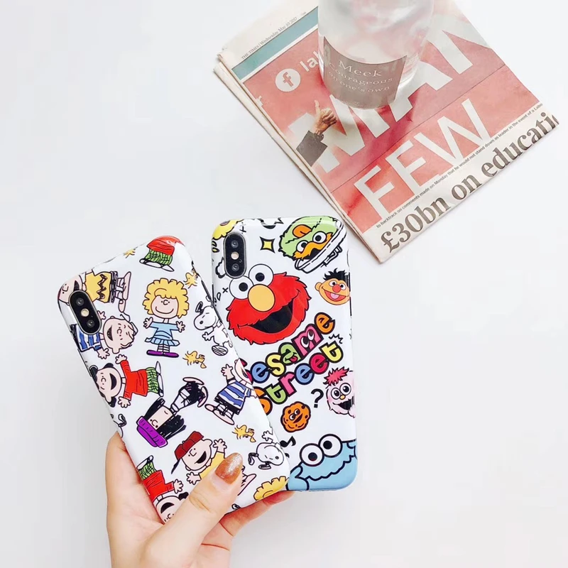 

Korean cartoon super cute Sesame Street happy puppy personality soft cover case for iphone 6 7 8 8Plus X XR XS MAX phone cases