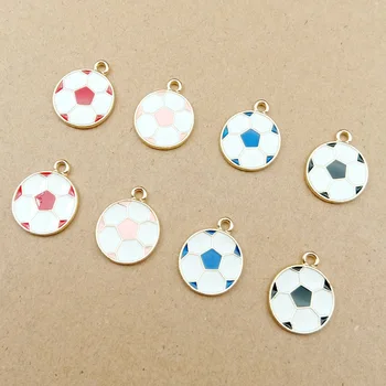 

6 pcs 23*18mm Football Enamel Alloy Charms Sport Gold Metal Ball Pendants Charms DIY Fashion Earring Jewelry Accessories YZ552