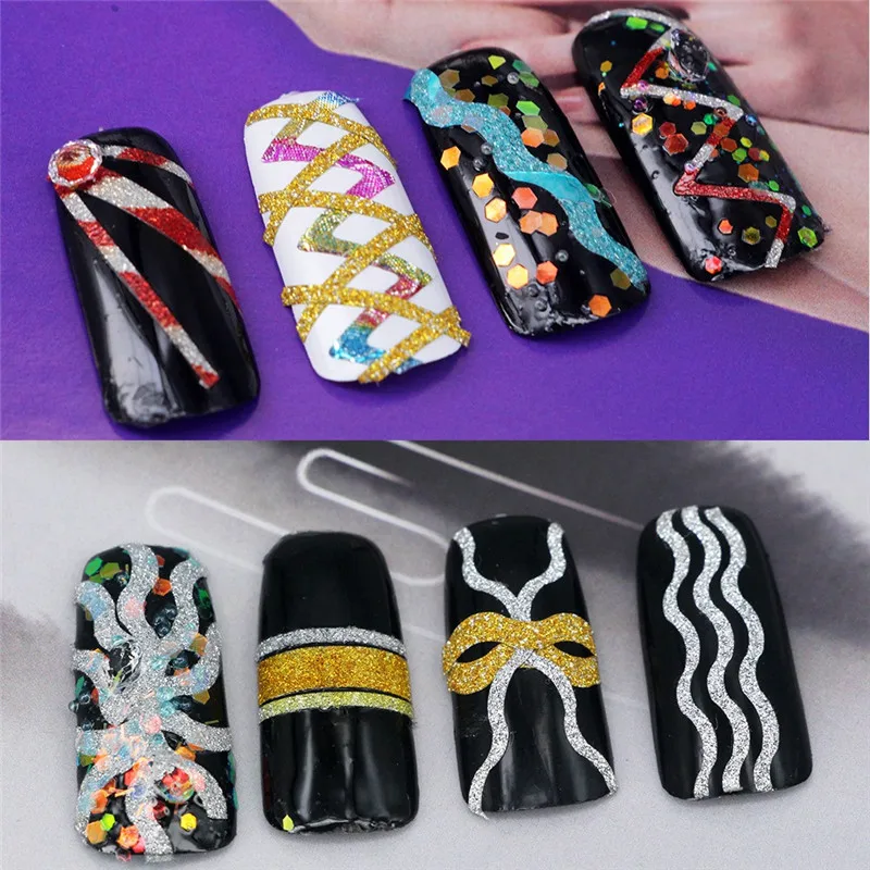 

18 Styles Matte Glitter Nail Tape Line Multi-color Striping Adhesive Stickers Nail Art Decoration Manicure DIY Tips