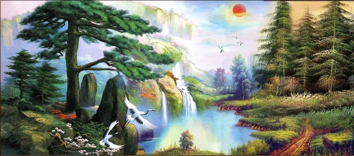 

latest Full Diamond Welcome to Pine View Waterfall embroidery Craft 5D diy diamond painting Home decor 2019 Cross Stitch