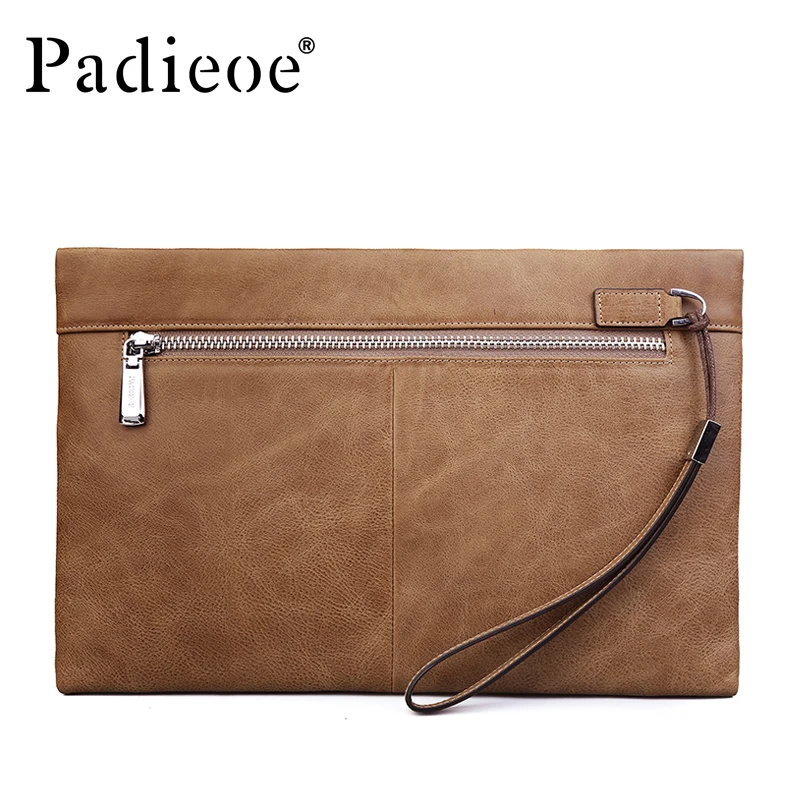 

Padieoe 2019 New Fashion Men Clutch Bags Luxury Brand Genuine Leather Wallets for Male Casual Phone Bags Vintage Coin Purses