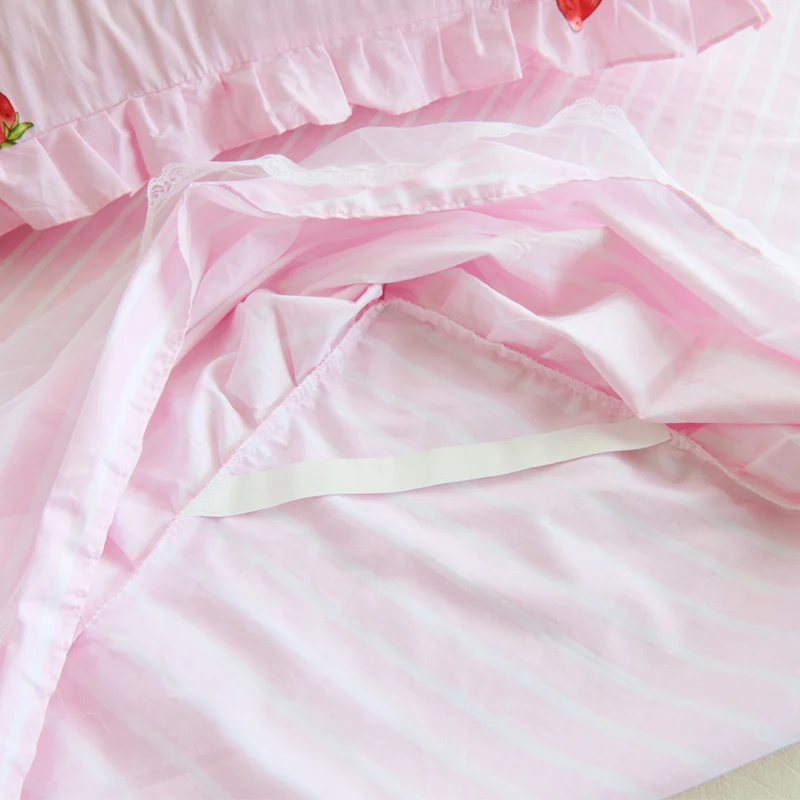 100% хлопок мягкие постельное белье в стиле принцессы Постельное белье King queen Twin Размеры девушки юбка кровати пододеяльник комплект