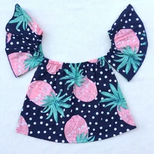 Новые Детские богемные Стиль с открытыми плечами топы для маленьких девочек с открытыми плечами Ddenim рубашки девочек тягучий топы с каймой