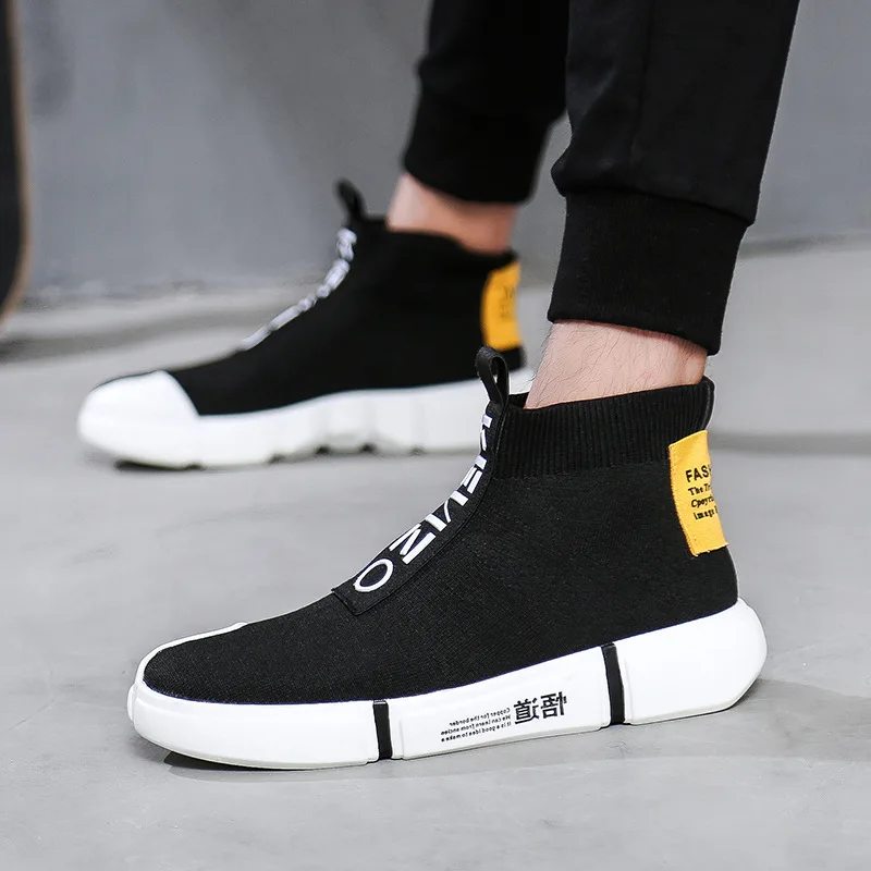 Juventude Ocasional Masculino Primavera Coreana De Versão Maré Yeeloca Meias Sapatos Homens Alto Único Nova Gangue Dos Preto wp57EPq