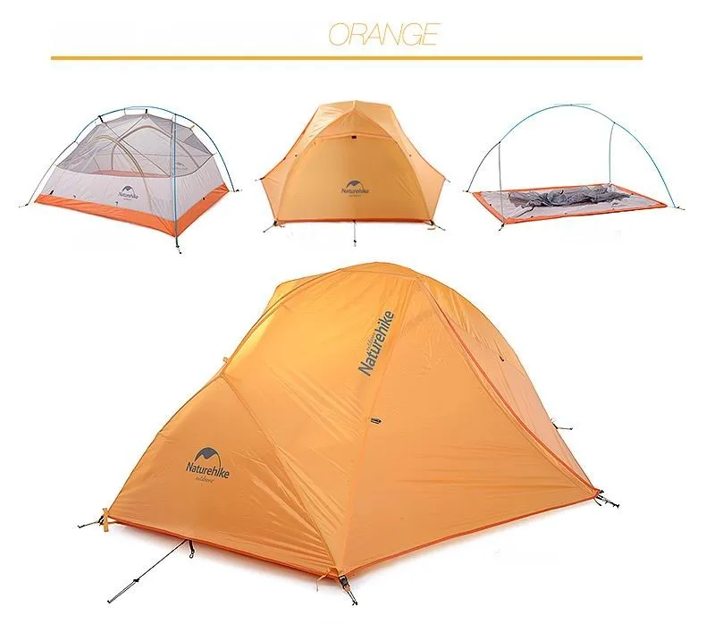 Двойной Слои Водонепроницаемый PU8000 Пеший туризм палатка Алюминий стержень Портативный Mountain один палатки UV40 + 2 человек нейлон силиконовое