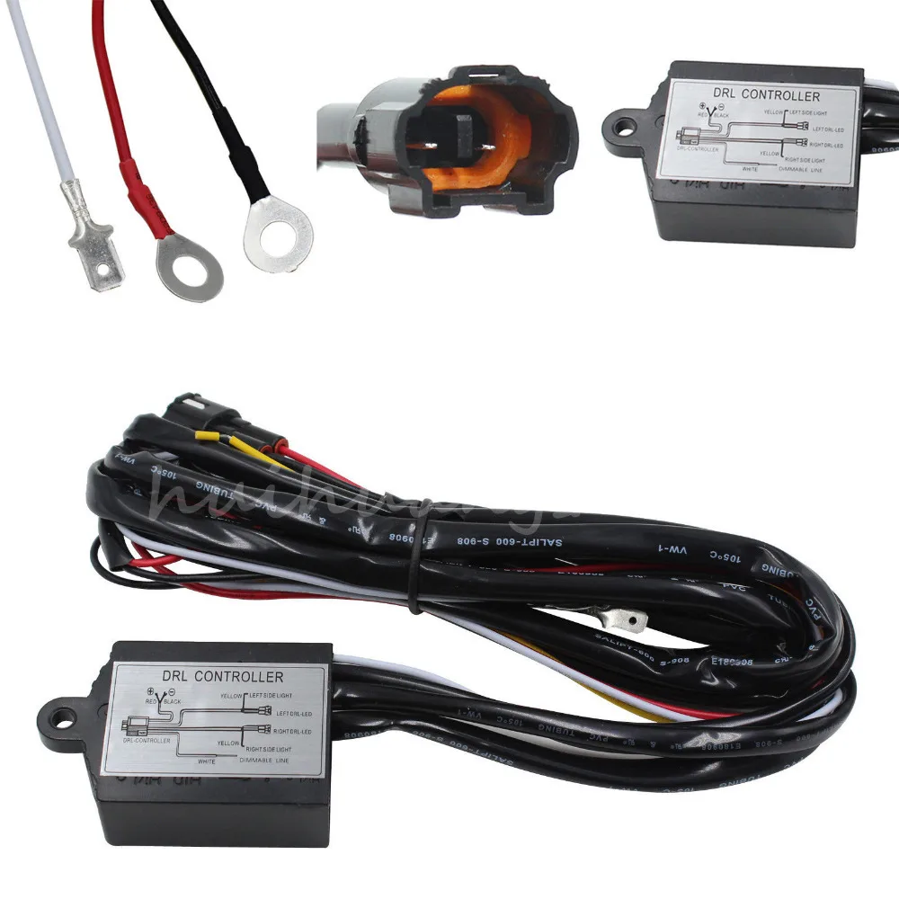 

New Arrival Black LED Daytime Running Light Relay Harness Automatic On Off Control Switch For 12V vehicles Automobiles
