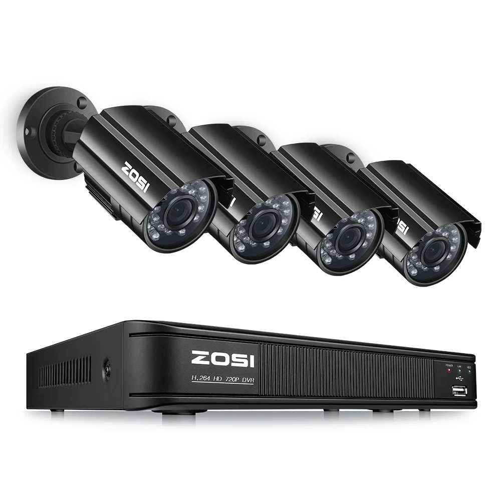 

ZOSI 8CH 1080N CCTV DVR 4x 720P (1280TVL) Outdoor Security Camera 8CH Security Camera System