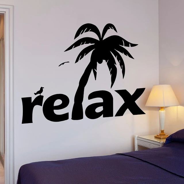relax palm wall stickers tropical plants wall decals home decor