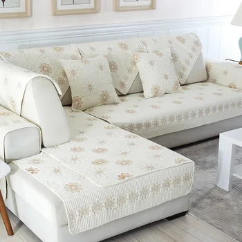 

Double-sided Cotton Sofa Cover Cushion White Embroidered Sofa Towel Modern Simple Living Room Corner Sofa Armrest Towel