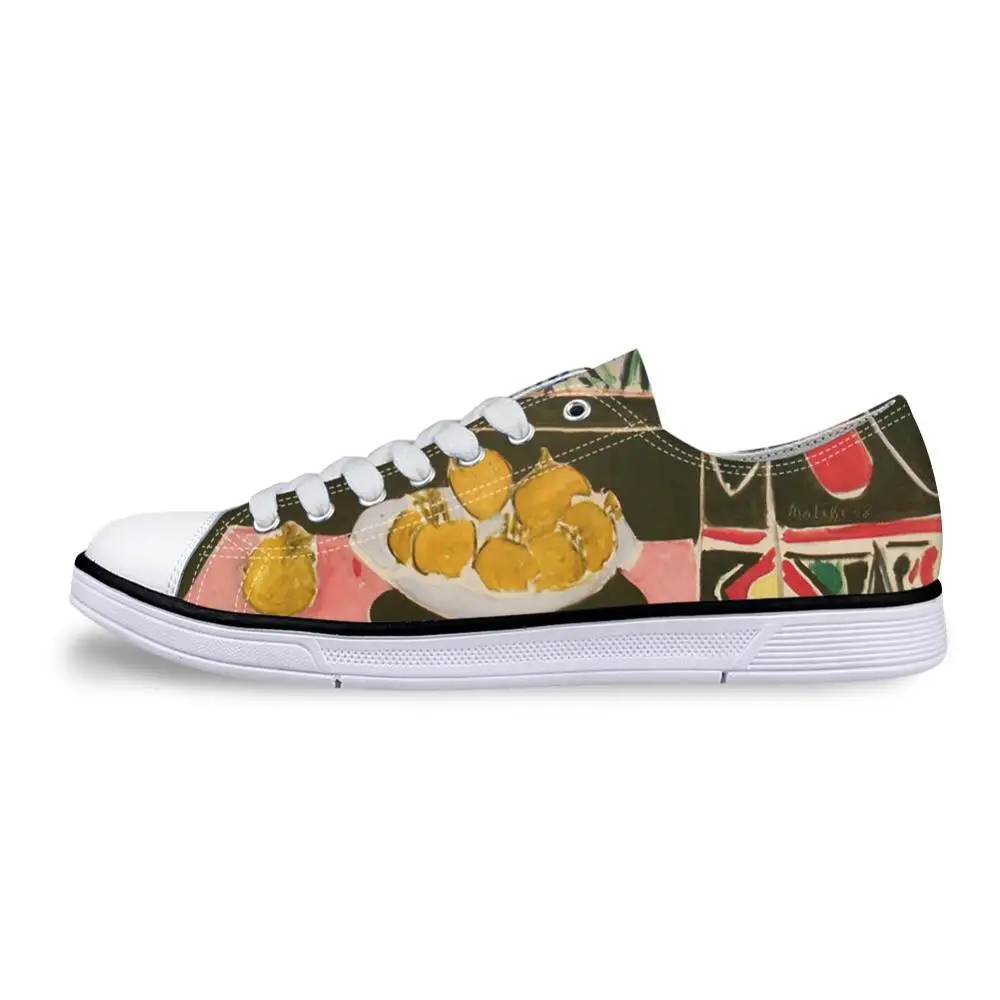 Sewing-Shoes Customizable Male Casual Men And Flower Canvas Print Painting Fruit