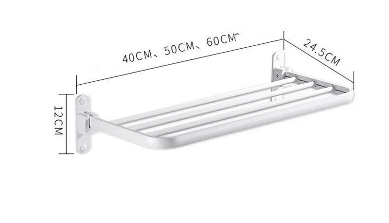 Складной Ванная комната Полотенца стойка черный/белый Алюминий подвижный Ванна Полотенца держатель 40/50/60 см полки для ногтей /стены Полотенца рельс