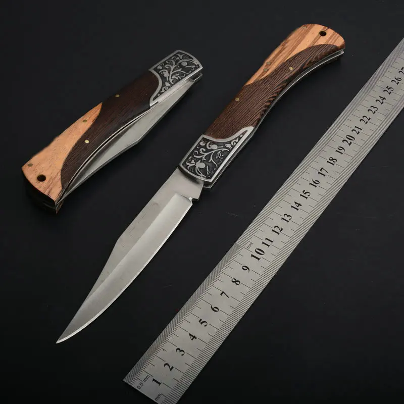 

Hysenss Tactical Folding Knife 3Cr13Mov Stainless Steel Blade Wood Handle Hiking Hunting Survival Pocket EDC Tools Utility