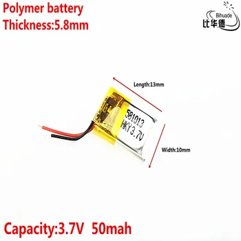 폴리머 리튬 이온 리튬 이온 배터리, 581013 리터 에너지 배터리, 좋은 품질, 3.7V, 50mAh