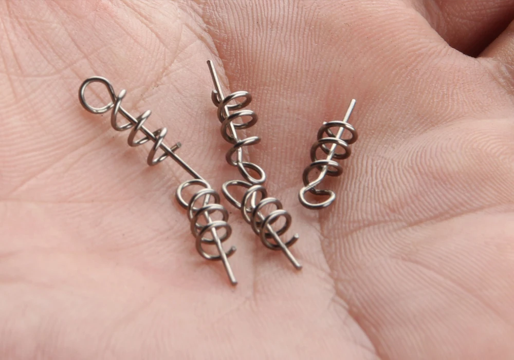 RoseWood 14mm Fixed Soft Bait Connector Spring Lock Pin Crank Hook Pins Latch Fishing Accessories Pesca 50pcsLot  (8)