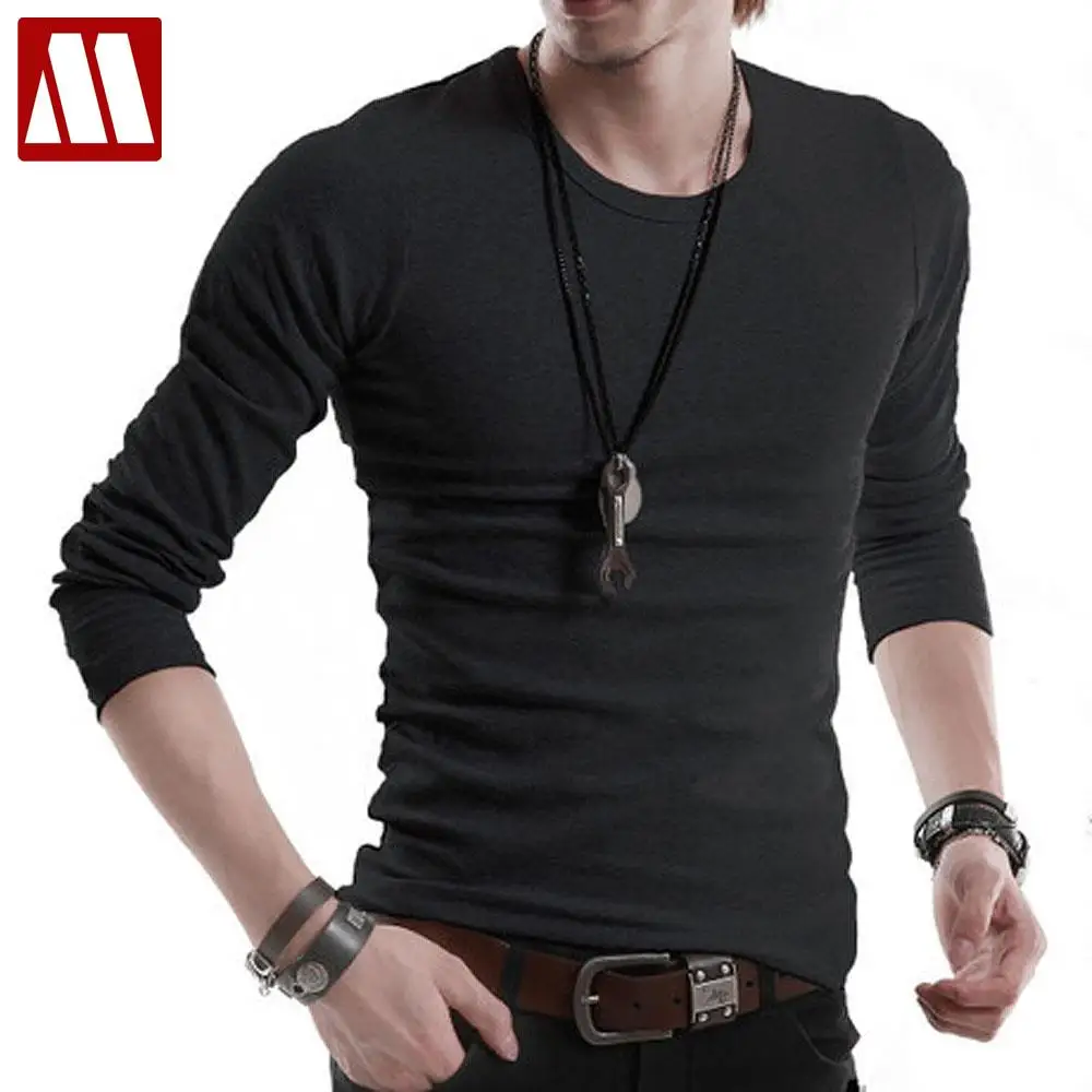 

FREE shipping & gift NEW Men's t-shirt Korean slim O-neck cotton long sleeve T shirts grandad top/extra large XXXXXL 16 color