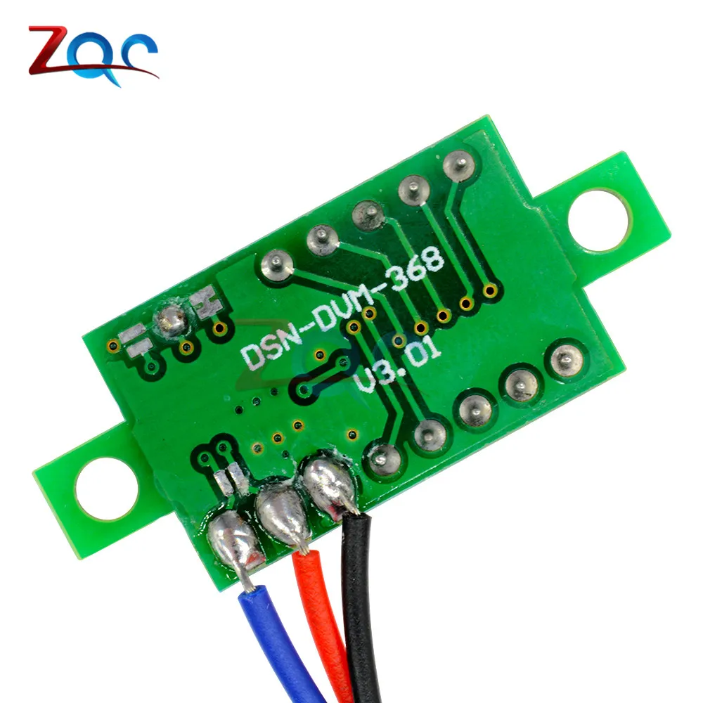 0,36 дюймов 0,3" DC 0-30 в супер мини светодиодный вольтметр для автомобиля, вольтметр, вольтметр, панель, монитор батареи, 3-Digital, 3 цвета проводов