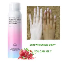Spray de clareamento da pele 150ml, spray vermelho de proteção da romã com proteção contra o sol, protetor solar, cosméticos, rosto e corpo