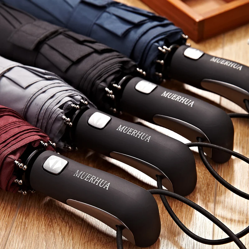 

Black Coating Wind Resistant Folding Automatic Umbrella Male Business Large Windproof Umbrellas For Men Travel Rain 10K Parasol
