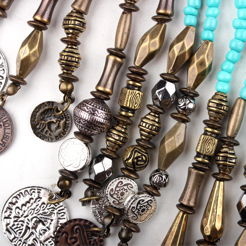 Claire jin, ожерелье с маленькими бусинами и большой длинной кисточкой для женщин, модное Массивное колье, ожерелье с металлическим воротником, этнические ювелирные изделия