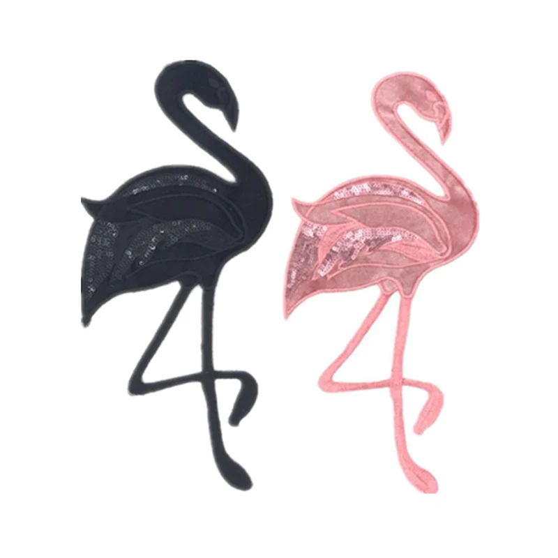 

Flamingo Applique Embroidery Patch For Clothing Clothes Sew-On Iron-On Sewing Sticker Clothes Decoration 1pc