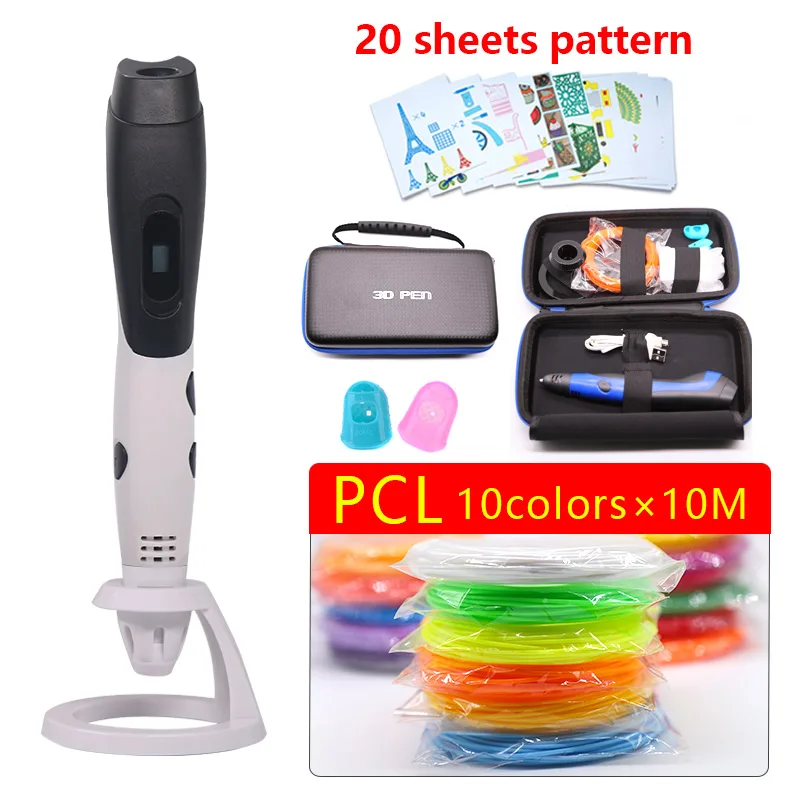 3D Pen for Kids and Adults Newest Low Temperature 3D Printing Pen with OLED Display and PCL Filaments/ | Doodle Drawing Model Making Arts and Crafts Perfect Gifts for Girl and Boys Decospark