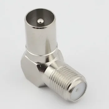 

50pcs F Connector Turn TV Cable Plug F Female Jack To RF 9.5 Male Right Angle TV Set-top Box Adapter