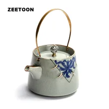 225 мл японский Чай горшок кунг-фу Чай комплект ручной работы Медь ручки петли горшок глазури керамика Кофе чайник Творческий дом декор