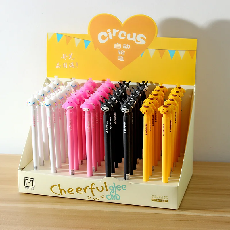 

24pcs/lot Cute Circus Melody Velvet Press Mechanical Automatic Pencil School Office Supply Student Stationery 0.5mm