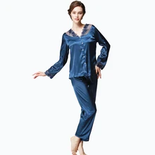 Подарок Для женщин S шелковый атлас пижамы набор пижамы пижамный комплект Для женщин домашняя одежда Домашняя одежда, ночное белье Loungewear M, L, XL одноцветное Цвет плюс