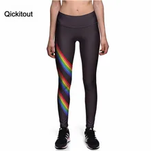 Qickitout леггинсы размера плюс сексуальные женские черные радужные полосы высокая талия леггинсы с цифровым принтом фитнес брюки Прямая поставка
