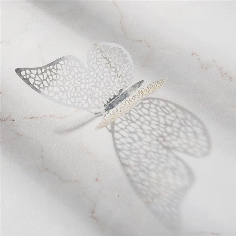 12PCS 3D Butterflies PVC Wall Stickers Hollow DIY Home Decor Poster Kids Rooms Sticker Muraux Pour Enfants Chambres 40JUL0315