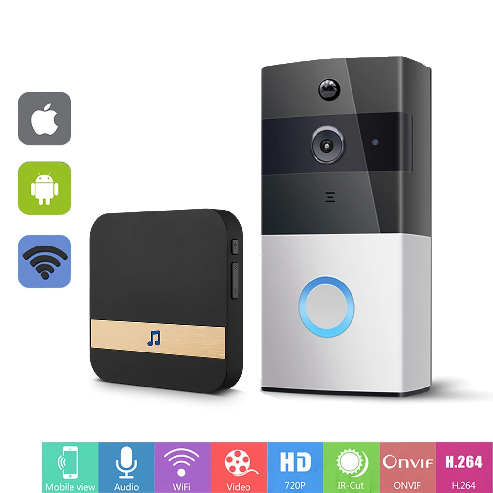 

Wireless Video Door Phone PIR WIFI Doorbell Intercom 720P IP Camera Battery Power Audio TF Card Outdoor Smart Home CCTV Security
