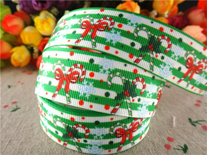 

15072622, 1'' (25mm) 5 yards christmas printed grosgrain ribbons cartoon ribbon hair accessories tape