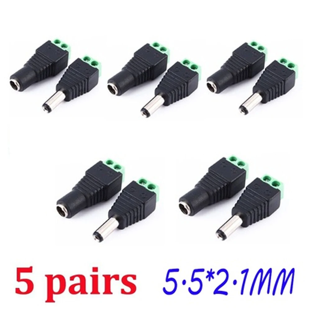 

5 Pairs Electrical Cables Connect Tool Male to Female LED Strip Quick Converter DC Power Plug Jack Adapter Wire Connectors