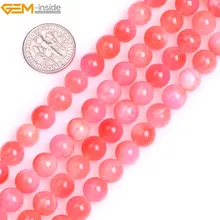 Драгоценный камень-внутри 8 мм круглый натуральный розовый(Родохрозит цвет) нефритовый Бисер для бусины для изготовления бижутерии 1" DIY Ювелирные изделия Рождественский подарок