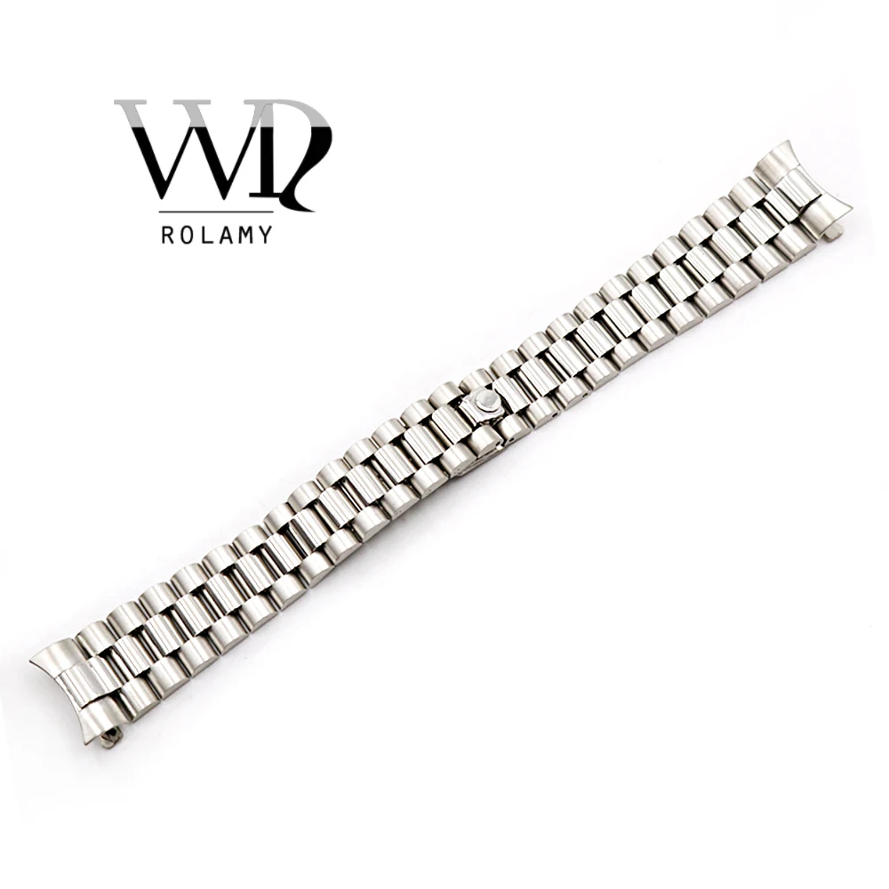 

Rolamy 20mm Watch Band Silver Hollow Curved End Screw Links 316L Stainless Steel Replacem Band Strap Old Style Jubilee Bracelet