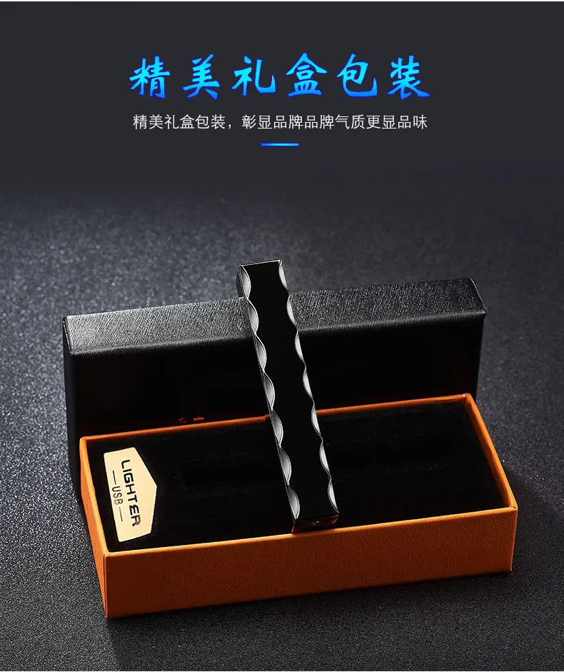 Металлическая Электронная Зажигалка usb зарядка портативный прикуриватель мини длинная полоса зажигалка аксессуары для курения ветрозащитный красочный