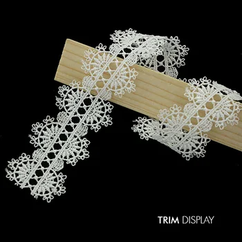 

Embroidered White Bilateral Flower Scrapbooking Lace Ribbon Polyester Wedding Trim Embellishment Applique Trimming 10yd/T960