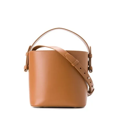 Кожаная сумка на ремне, Женская коричневая корзина, сумка на плечо, женская дизайнерская сумка высокого качества для девушек, сумка через плечо на шнурке - Цвет: brown