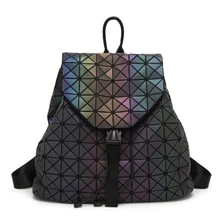 New women laser backpack Geometric Shoulder Bag Student’s School Bag Hologram Luminous backpack Laser silver baobao backpack