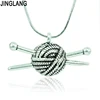 JINGLANG Fashion Pendants Necklace 2 Color Snake Chain Metal Knitting Wool Ball Charms Necklace For Women Jewelry Gifts ► Photo 2/6
