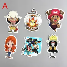 TD ZW 6 Pcs/lot Japanese Anime One Piece Luffy Nami Funny Sticker Decal For Car Laptop Notebook Backpack Waterproof Stickers